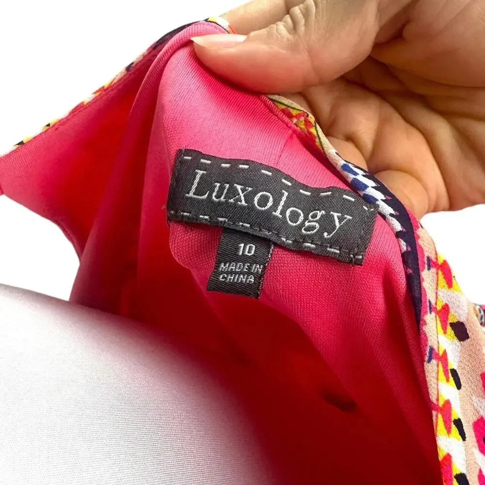Luxology asymmetrical dress multi color chevron pattern size 10 large - Picture 5 of 7